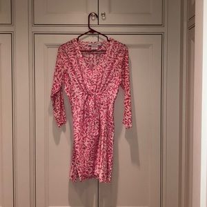 Resort wear cover up in fun pink & white pattern
